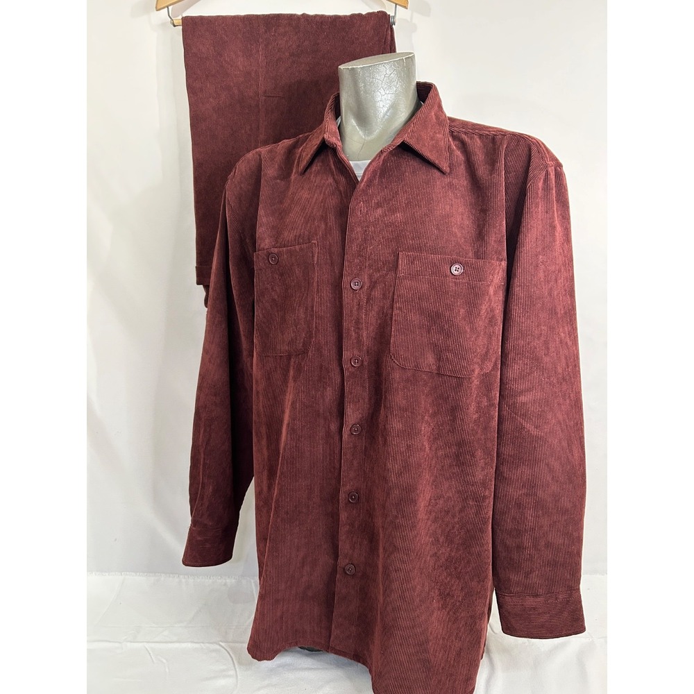 Trust Burgundy Double Pocket Top/Pants Suit‎ SIZE: XL Pants 36/30 Cord Polyester